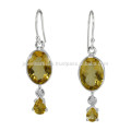 Natural Citrine Gemstone With 925 Sterling Silver Handmade Earring Available at Best Price